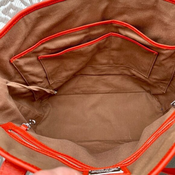 Lauren Ralph Lauren  Large Leather Tote in a FUN Orange - Picture 8 of 12